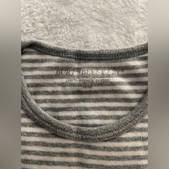 Burt's Bees Baby Gray and White Striped Onesie Set 18 month - Picture 2 of 4